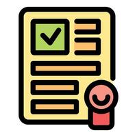 Approved document with check mark and happy smiley face stamp vector