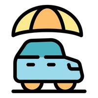 Car insurance policy protecting vehicle with umbrella coverage vector