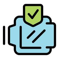 Secure digital wallet with checkmark, ensuring safe online transactions vector