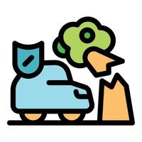 Car insurance protecting vehicle from falling tree and landslide vector