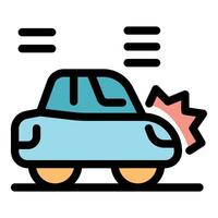 Car crash with speed lines showing fast impact and damage vector