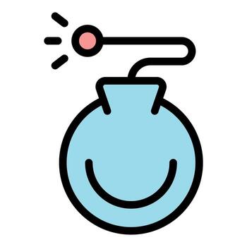 Round bomb exploding with lit fuse and smiling face vector