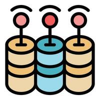 Servers emitting a signal, network and database infrastructure concept vector
