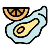 Fresh oyster with lemon slice for seafood cuisine vector