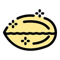 Cocoa bean showing its inside in a simple colored icon design vector