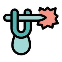 Slingshot shooting and hitting the target with accuracy and precision vector
