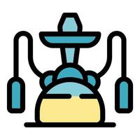 Hookah with two hoses standing on a table, relaxing atmosphere vector