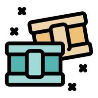 Two delivery boxes falling creating dust cloud effect vector