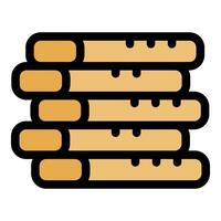 Stack of breadsticks, italian food, bakery product icon, illustration vector