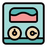 Vintage cassette player with two round buttons and wavy design vector