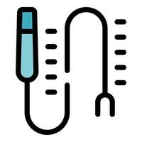Electronic thermometer measuring temperature with sensor and cable vector