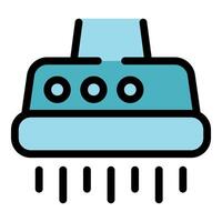 Hair drying machine emitting warm air for styling vector