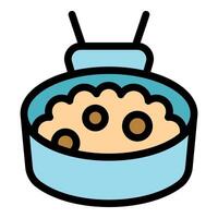 Smart pet feeder automatically distributing food in bowl vector