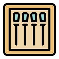 Control panel with four vertical levers managing settings vector