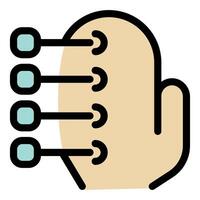 Hand tapping interactive screen with multiple inputs activating futuristic technology vector