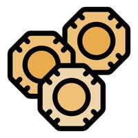 Three interlocking octagonal gears rotating smoothly vector