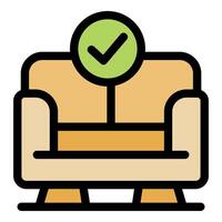 Comfortable sofa with check mark, choosing right furniture for home vector
