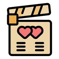 Clapperboard with two hearts showing romantic movie production vector