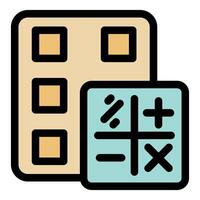 Spreadsheet software performing calculations with basic math operators vector