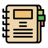 Notebook with bookmarks and labels showing organized note taking vector