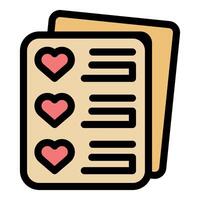 Love list representing romantic checklist, favorite things, or wishlist vector
