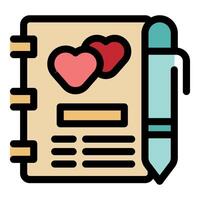 Love diary with pen expressing romantic memories and feelings vector