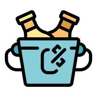 Two bottles cooling in a portable ice bucket vector