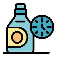 Detergent bottle with clock symbolizing cleaning time vector