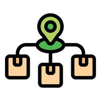Delivery service tracking location of multiple packages with pin icon vector
