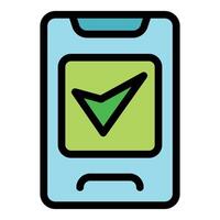 Smartphone showing green check mark on screen symbolizing verification vector
