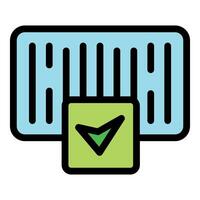 Barcode scanner confirming successful scan with green checkmark vector