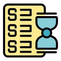 Hourglass passing by checklist representing time management and success vector