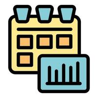 Calendar displaying bar chart representing scheduling and planning vector