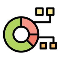 Colorful pie chart connecting to data points representing market share analysis vector