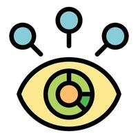 Eye analyzing data with magnifying glasses, visualizing information and insights vector