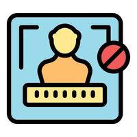 Access denied showing user profile with red forbidden symbol and password vector