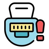 Electricity meter showing an alert notification, managing energy consumption and potential issues vector