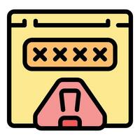 Webpage showing password field and alert notification icon vector