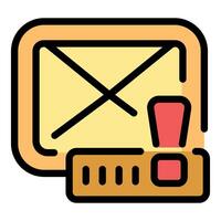Mail envelope sending error message with progress bar and exclamation mark vector
