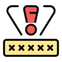 Alert notification showing password error message with hidden password vector