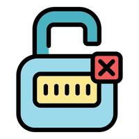 Combination lock showing wrong password and open shackle vector