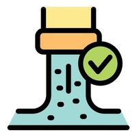 Groundwater flowing correctly with check mark symbol, permeable soil layers, filtration and purification process vector