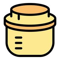 Plastic container storing food with lid and measuring lines vector