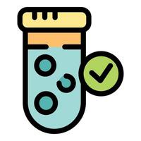 Medical test tube with check mark passing quality control check vector