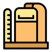 School supplies resting on desk, ruler and notebook for studying vector