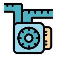 Gas meter measures usage with locking dial and pipes displaying measurement data vector
