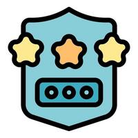 Password protected data security shield with stars representing rating vector