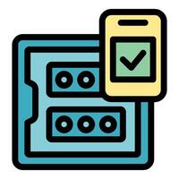Secure password storage system receiving confirmation check mark vector