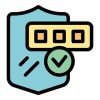 Secure password protected by shield and check mark icon vector