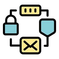 Secure network protecting data with closed padlock, password and blocked mail vector